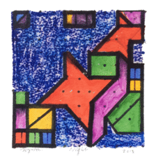 "Night" - Watercolour with crayon: 2014, 6" x 6"
